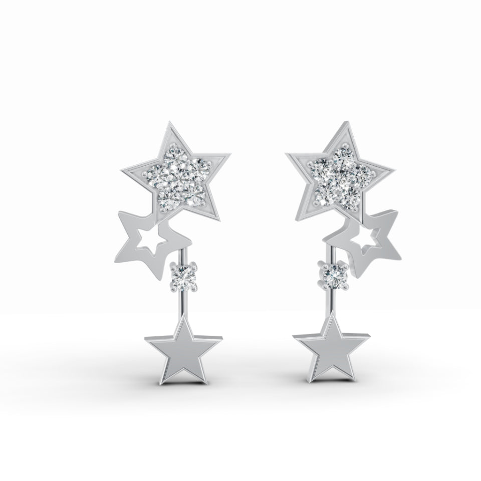 Shooting Star Drop Diamond Earrings