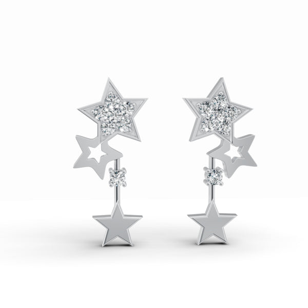 Shooting Star Drop Diamond Earrings