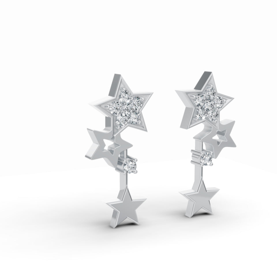 Shooting Star Drop Diamond Earrings