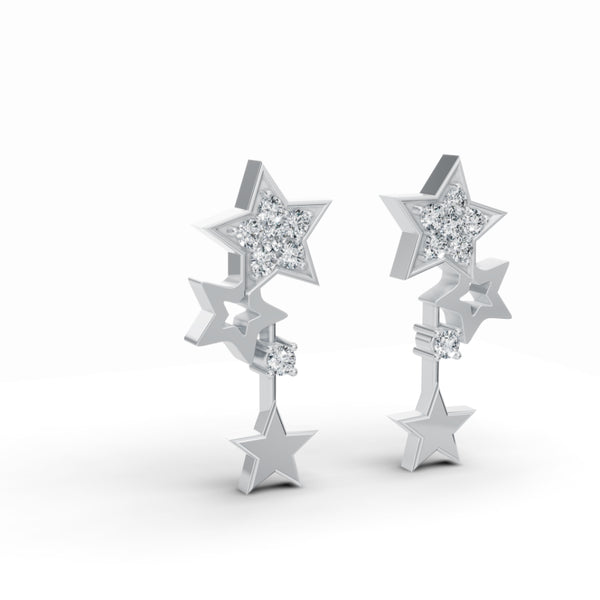 Shooting Star Drop Diamond Earrings