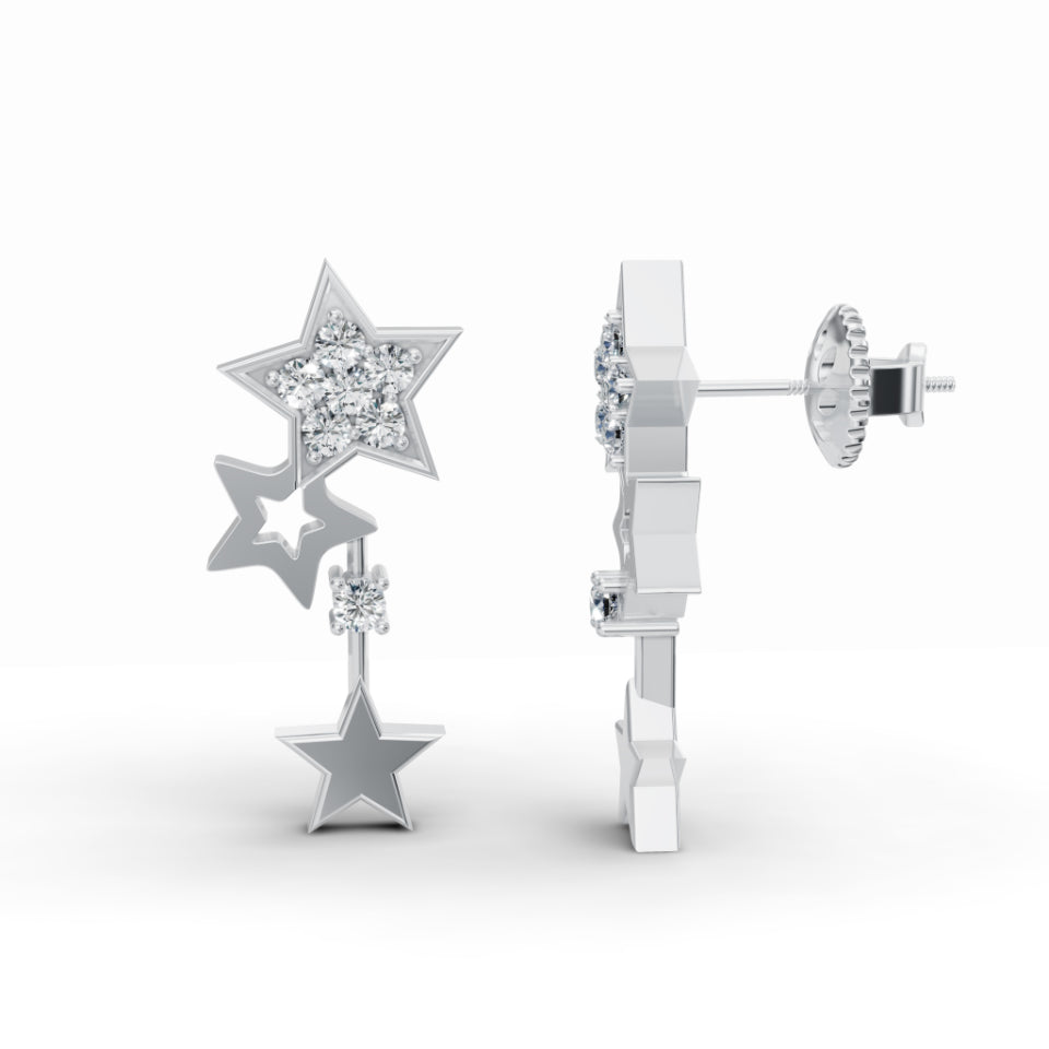 Shooting Star Drop Diamond Earrings