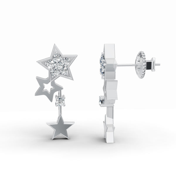 Shooting Star Drop Diamond Earrings