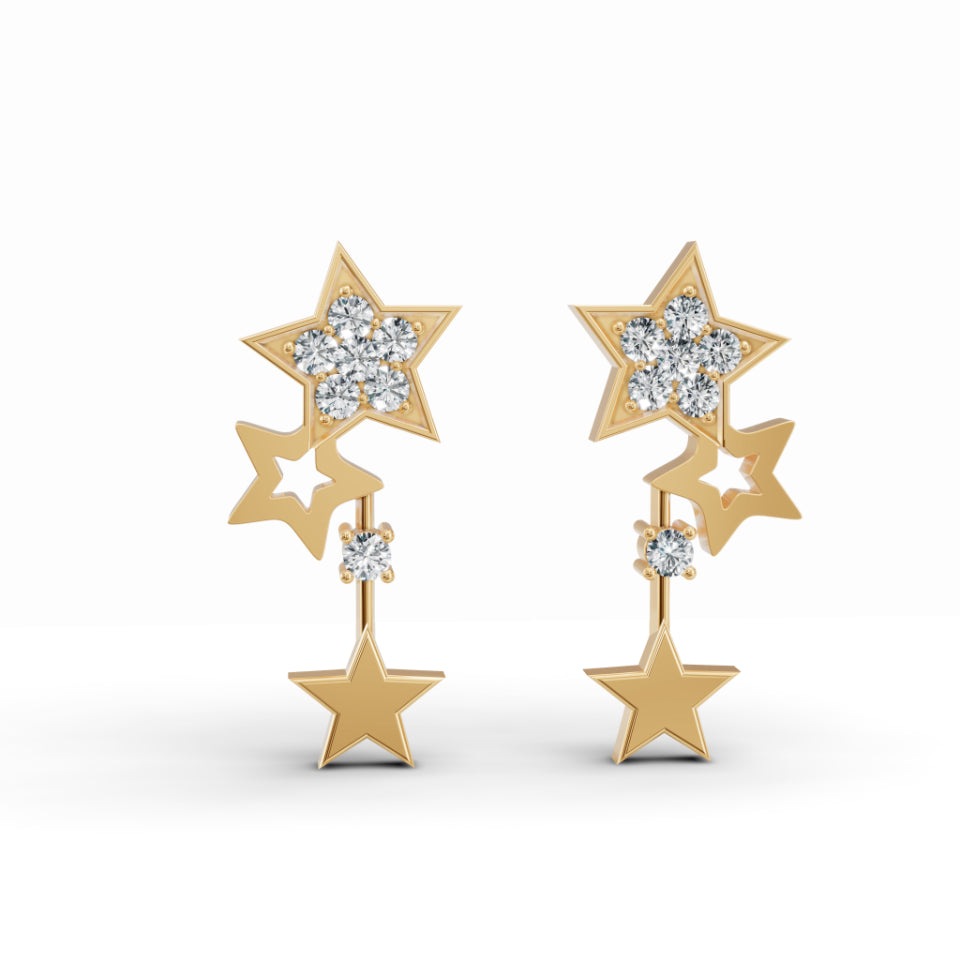 Shooting Star Drop Diamond Earrings