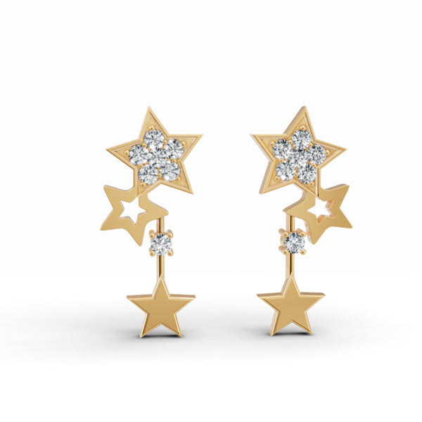 Shooting Star Drop Diamond Earrings