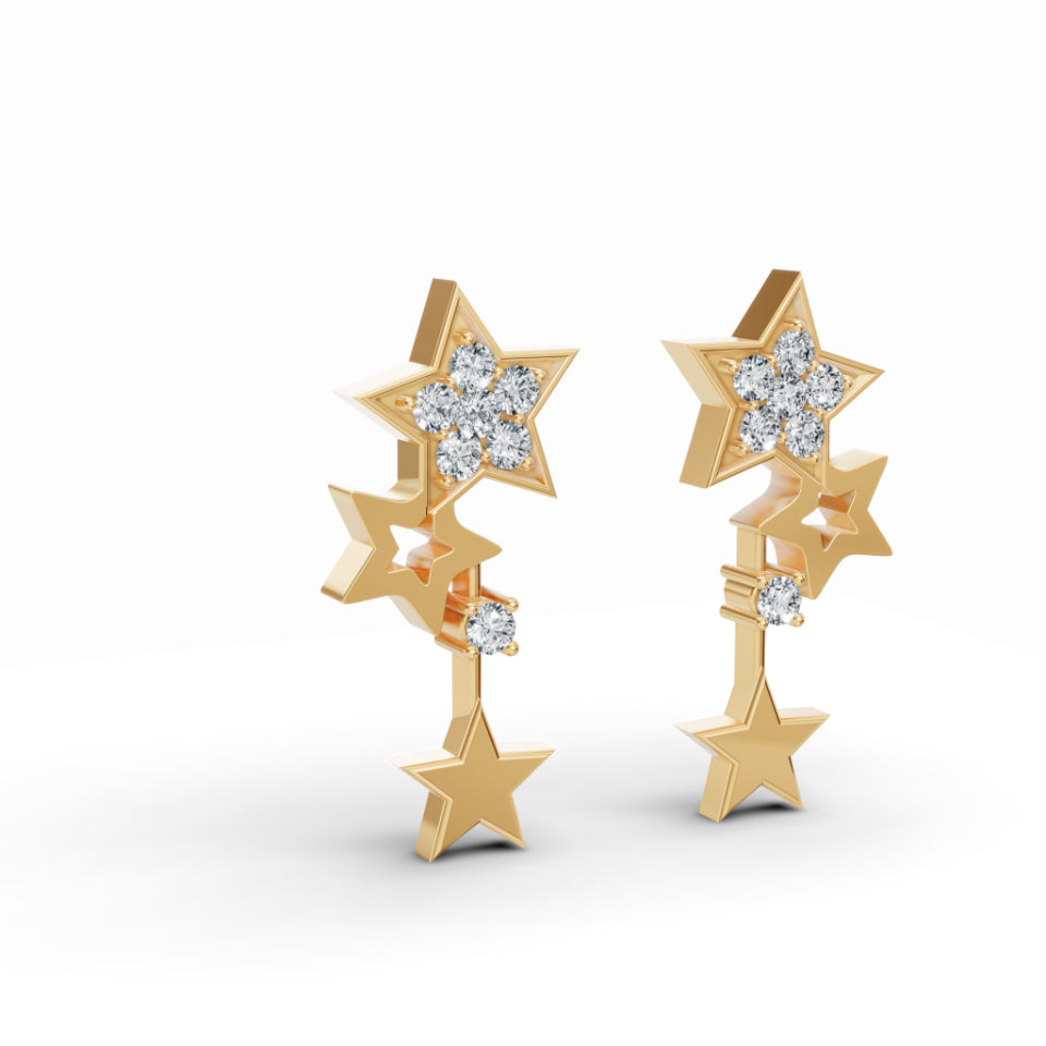 Shooting Star Drop Diamond Earrings