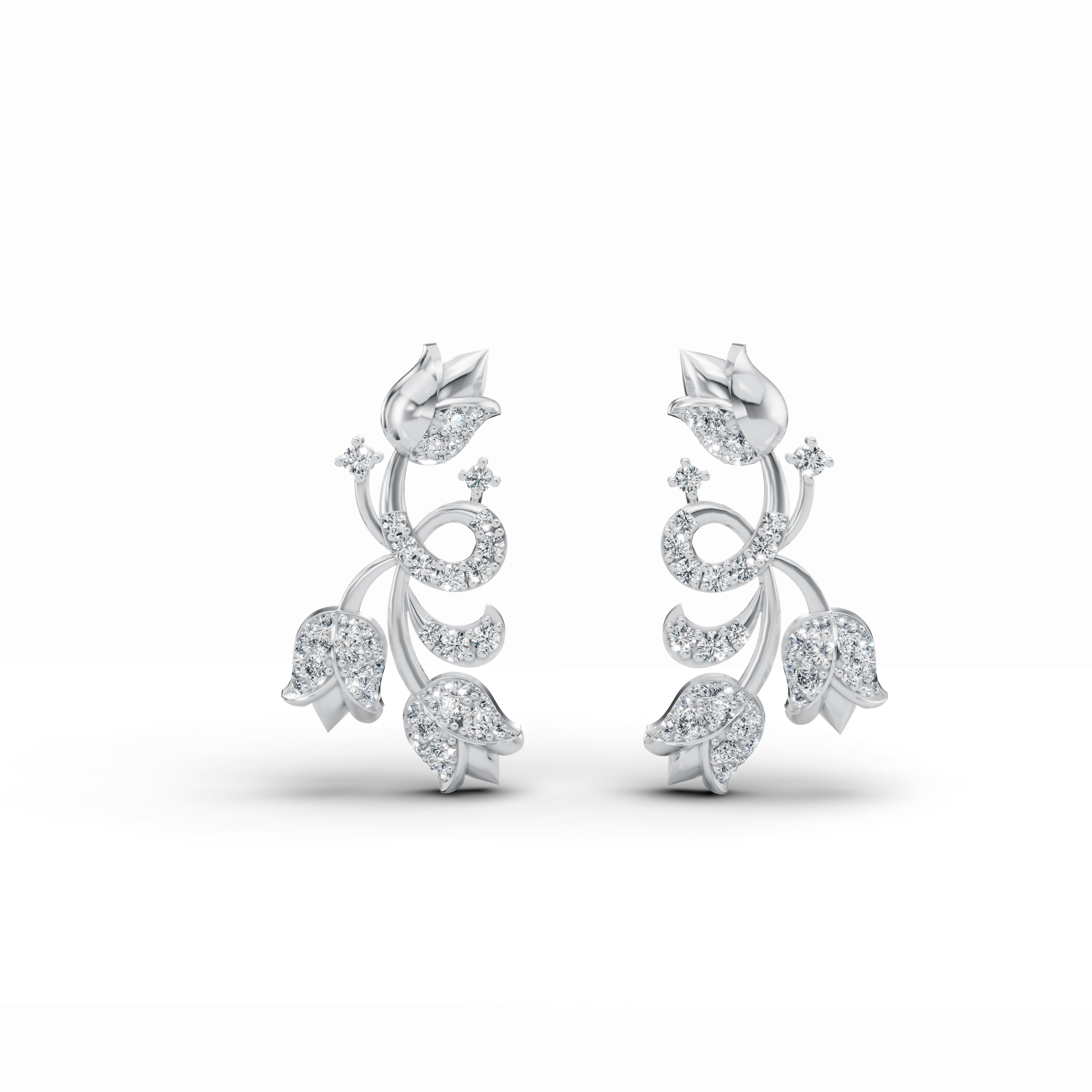 Triple Rose Diamond Stud Earrings