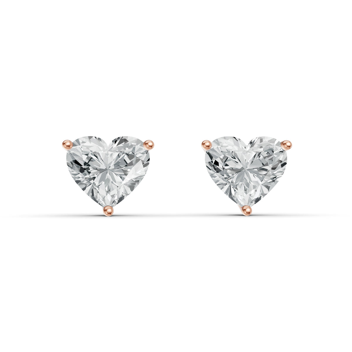 Heart Solitaire Diamond Stud Earrings