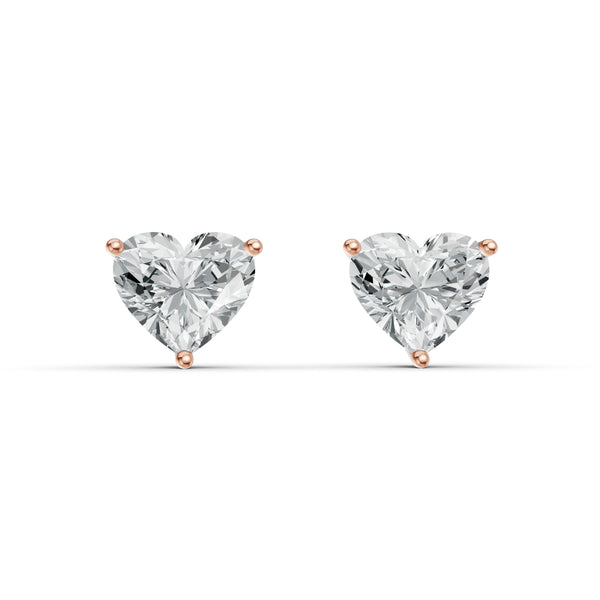 Heart Solitaire Diamond Stud Earrings