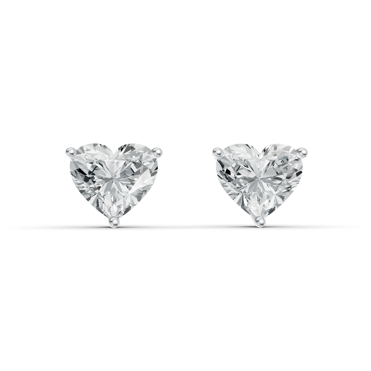 Heart Solitaire Diamond Stud Earrings