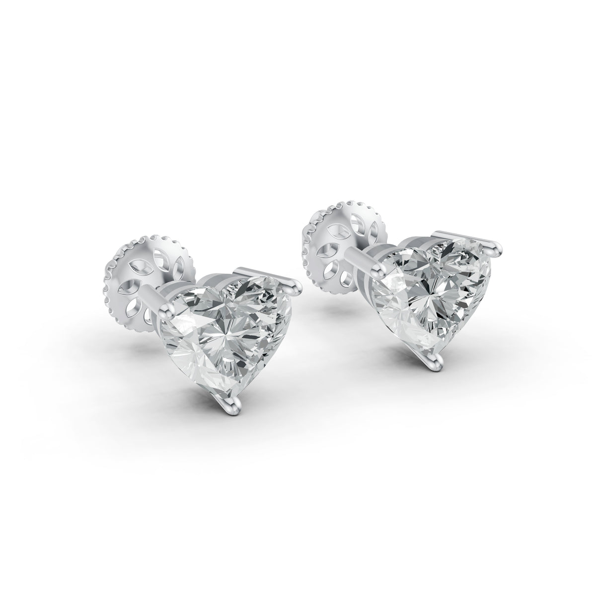Heart Solitaire Diamond Stud Earrings