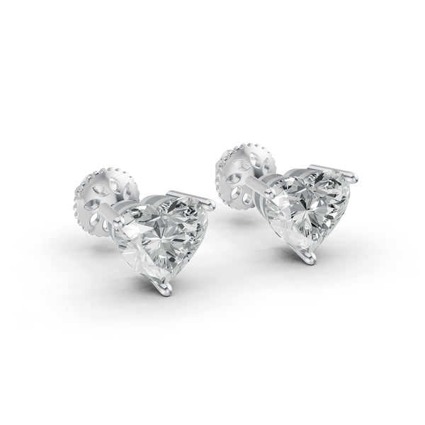 Heart Solitaire Diamond Stud Earrings