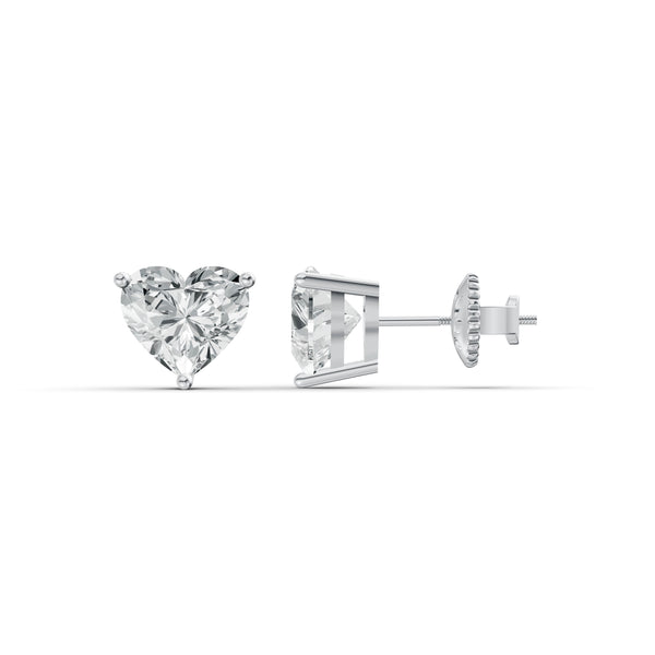Heart Solitaire Diamond Stud Earrings