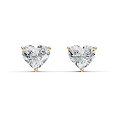 Heart Solitaire Diamond Stud Earrings