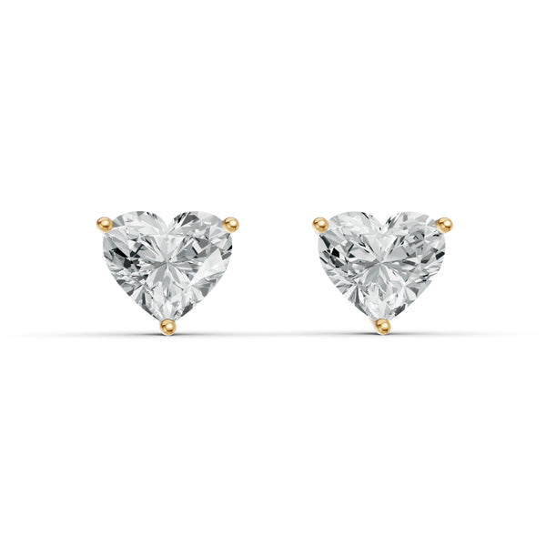 Heart Solitaire Diamond Stud Earrings