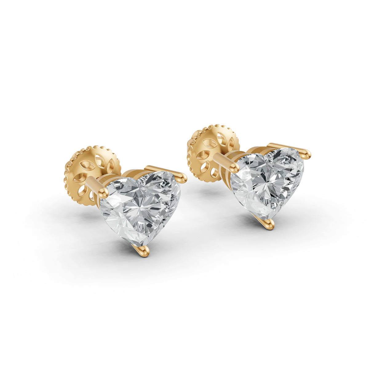 Heart Solitaire Diamond Stud Earrings