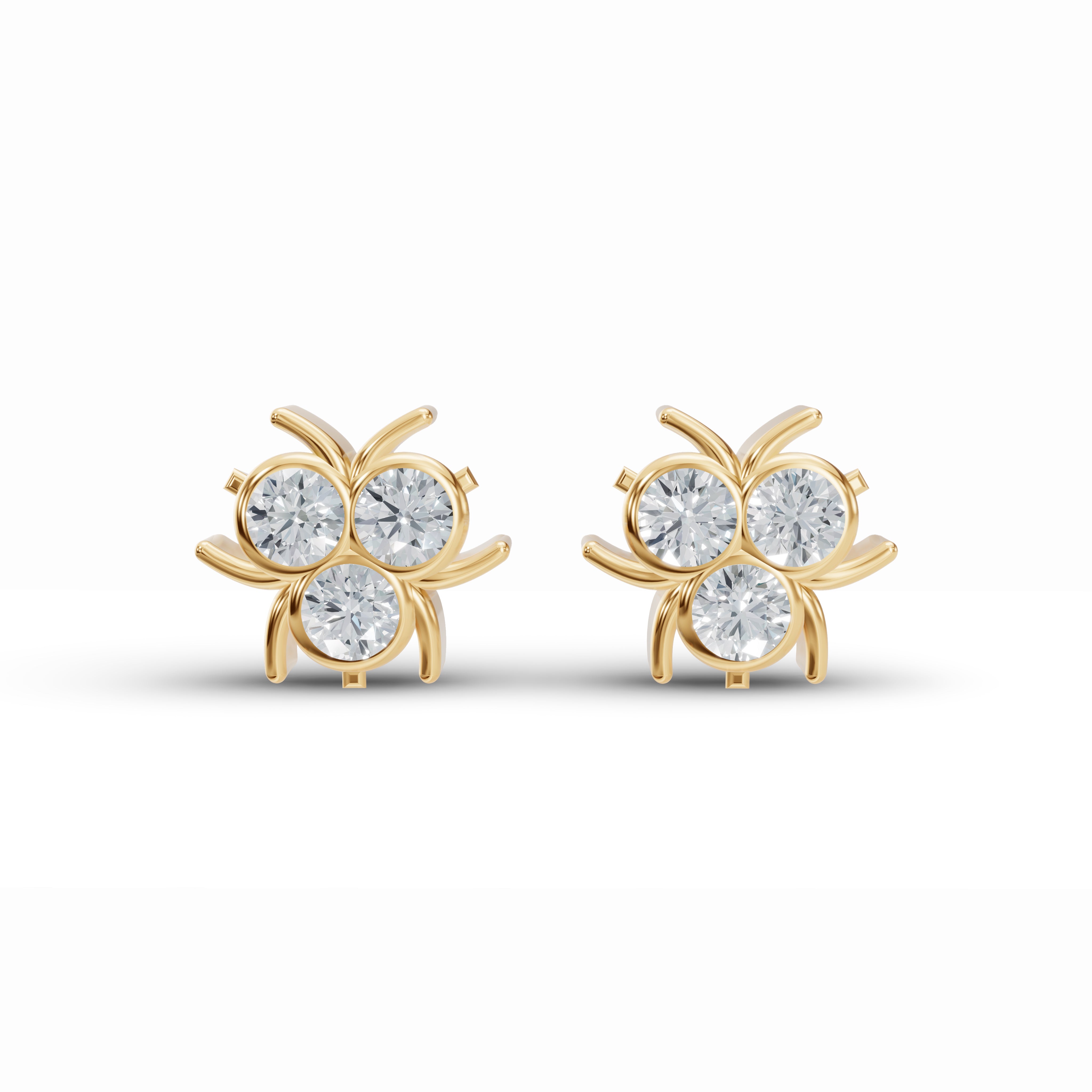 3-Stone Diamond Studs