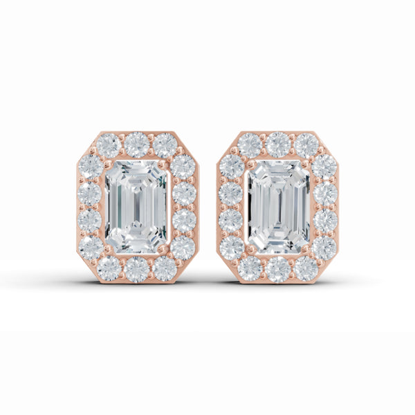 Baguette Enigma Halo Diamond Earrings