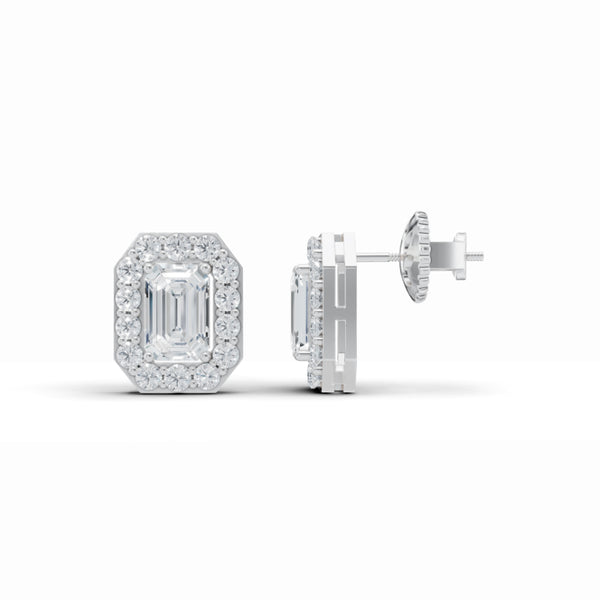 Baguette Enigma Halo Diamond Earrings