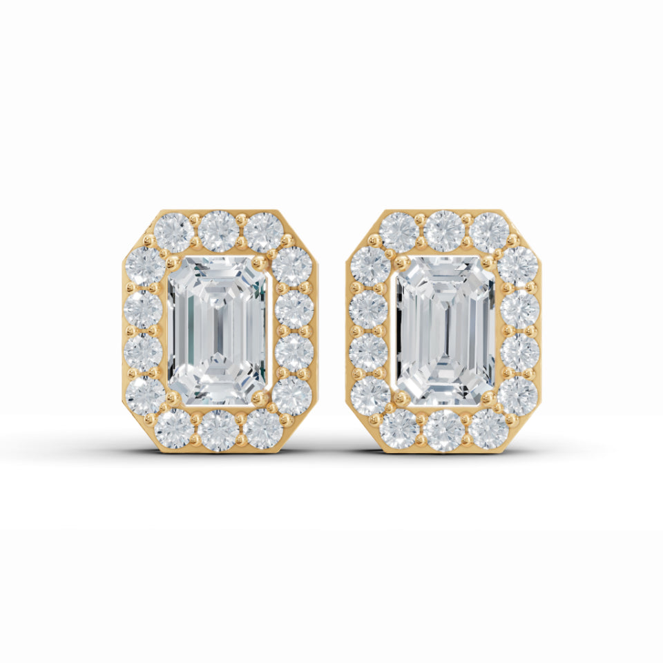 Baguette Enigma Halo Diamond Earrings