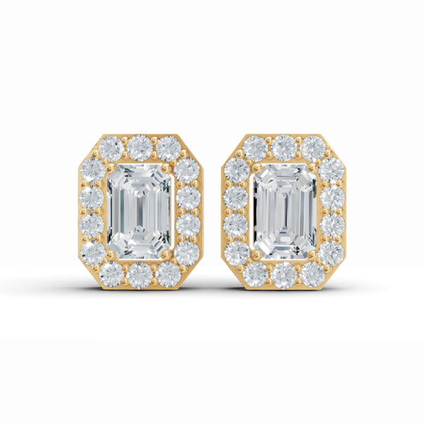 Baguette Enigma Halo Diamond Earrings