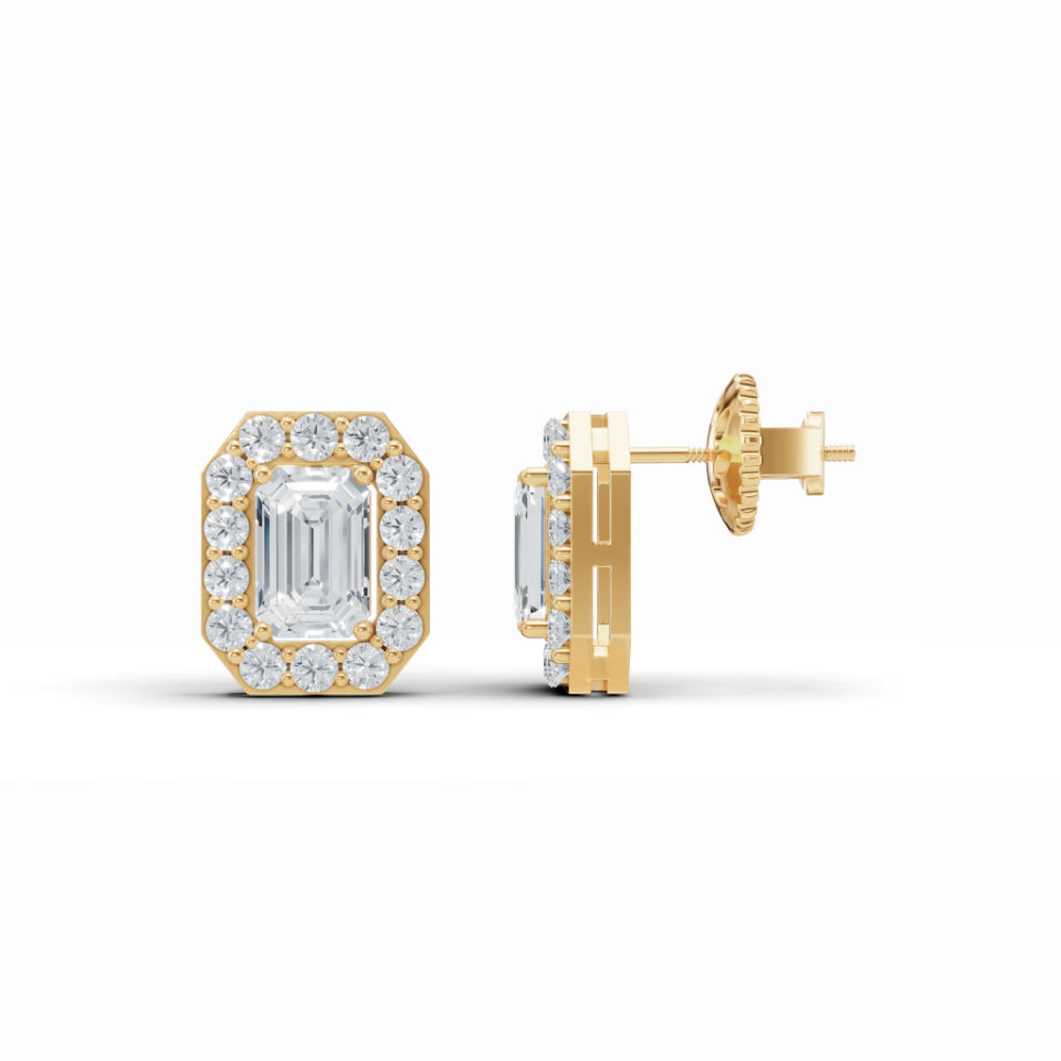 Baguette Enigma Halo Diamond Earrings