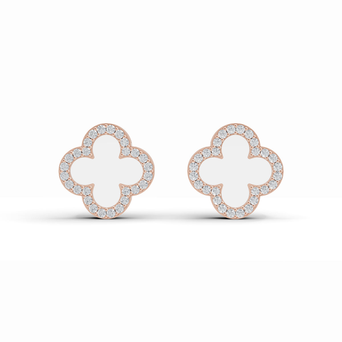 Clover Mother of Pearl Diamond Studs
