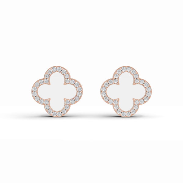 Clover Mother of Pearl Diamond Studs