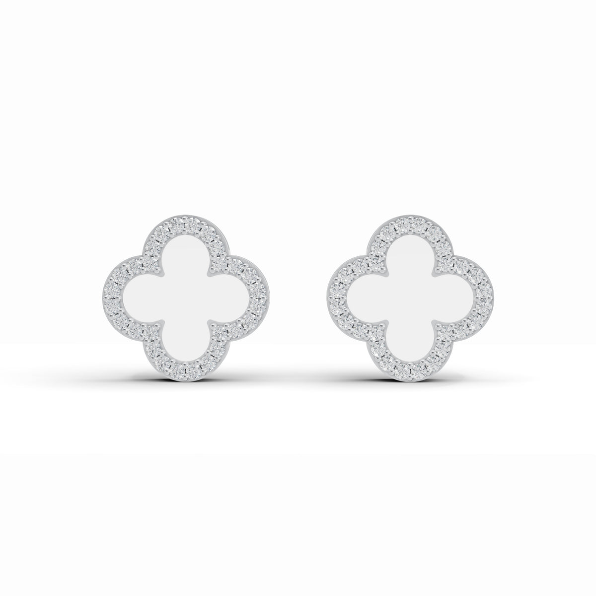 Clover Mother of Pearl Diamond Studs