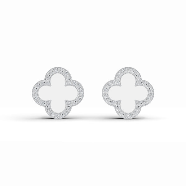Clover Mother of Pearl Diamond Studs