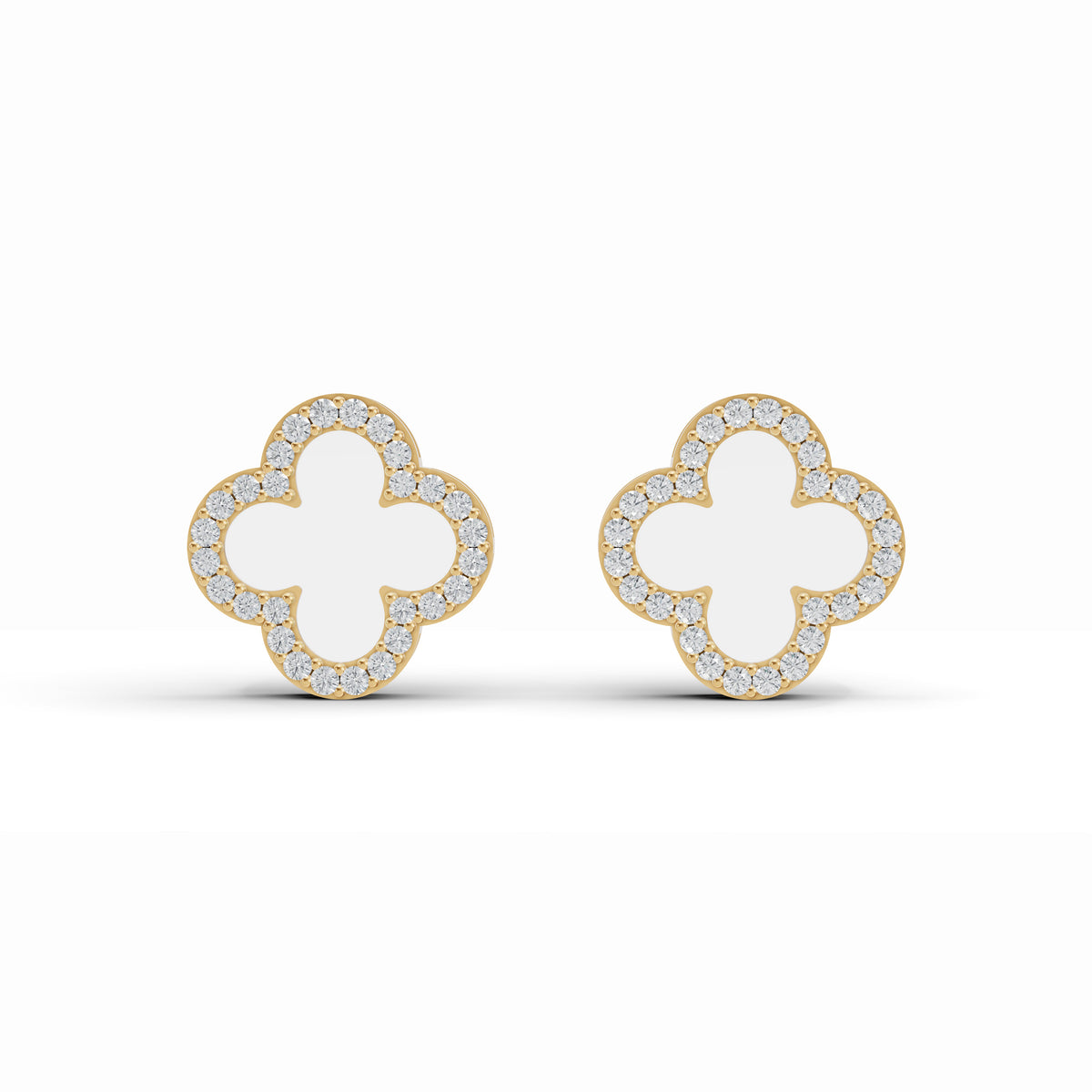 Clover Mother of Pearl Diamond Studs