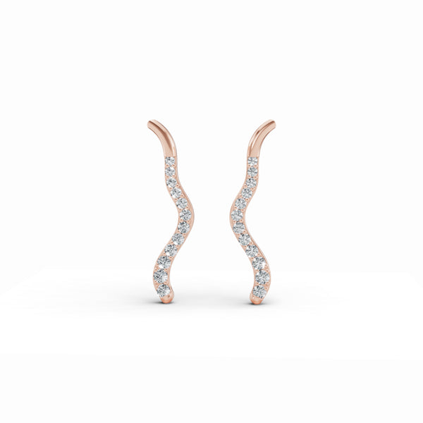 Hypnotic Flow Wavy Diamond Earrings