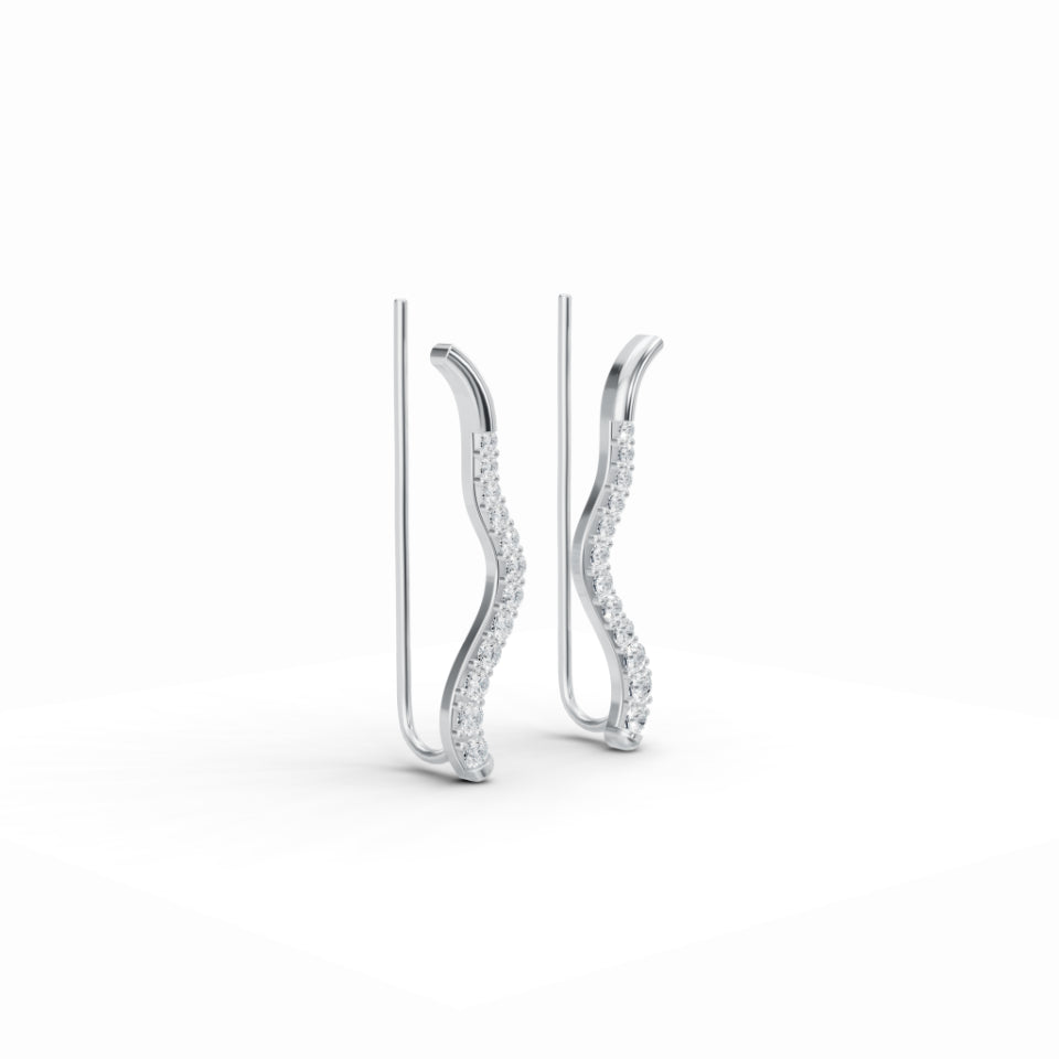 Hypnotic Flow Wavy Diamond Earrings