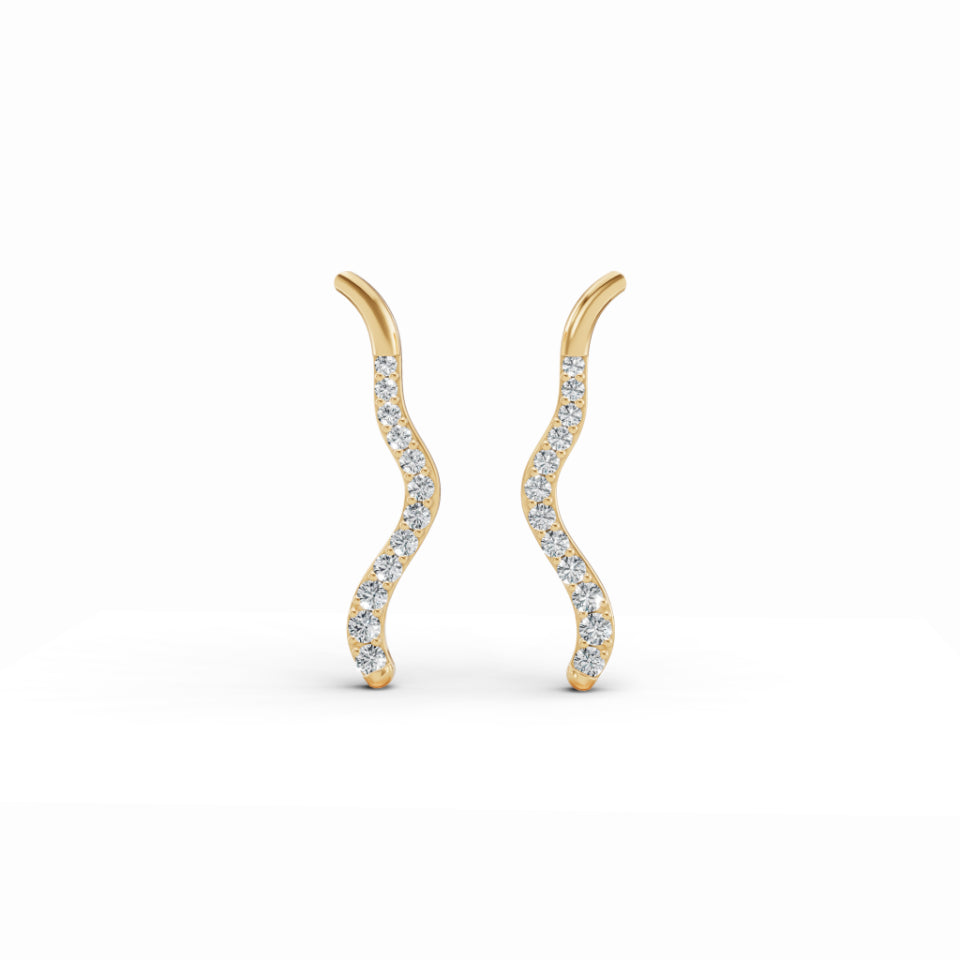 Hypnotic Flow Wavy Diamond Earrings
