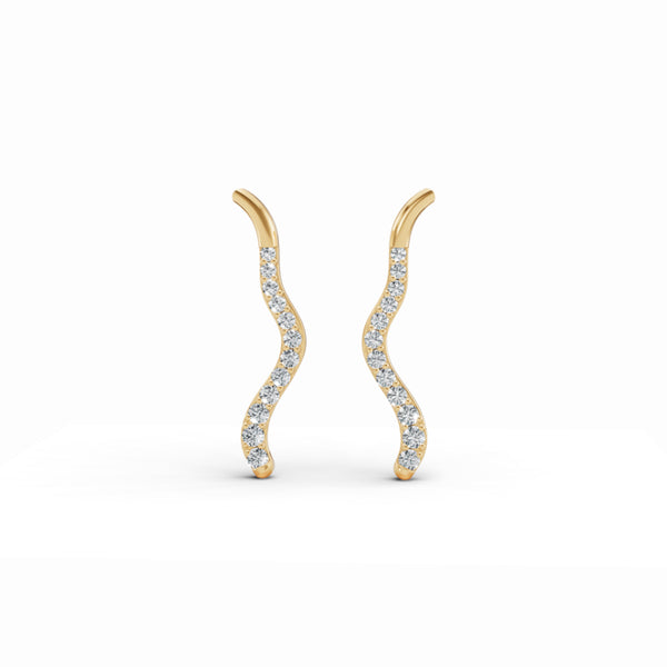 Hypnotic Flow Wavy Diamond Earrings