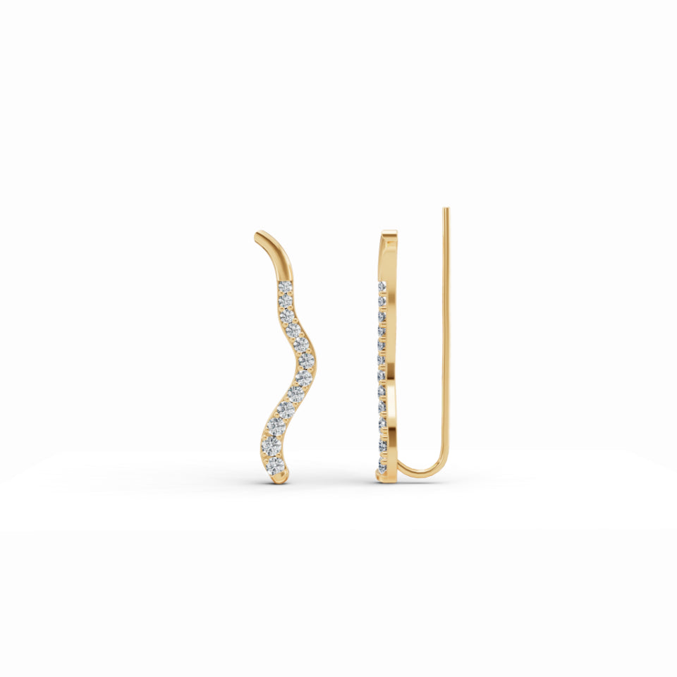 Hypnotic Flow Wavy Diamond Earrings
