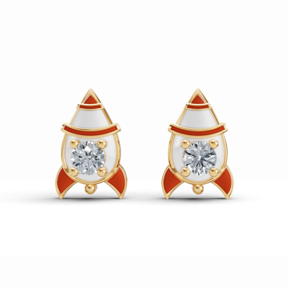 Rocket Dream Stud Diamond Earrings