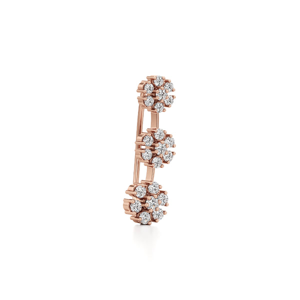 3-Flower Drop Diamond Earrings