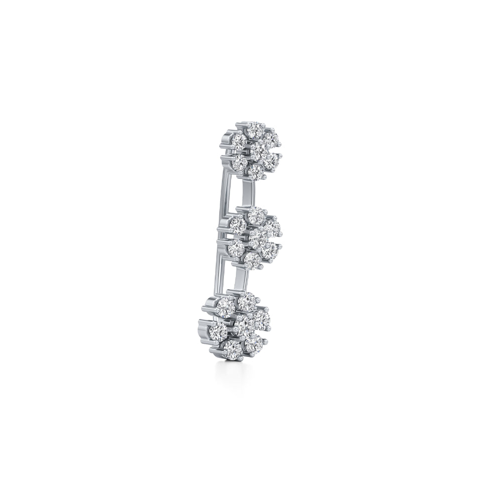 3-Flower Drop Diamond Earrings