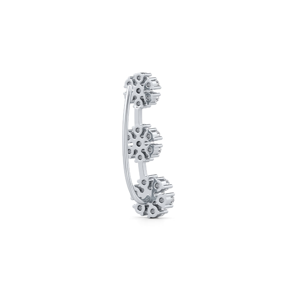 3-Flower Drop Diamond Earrings