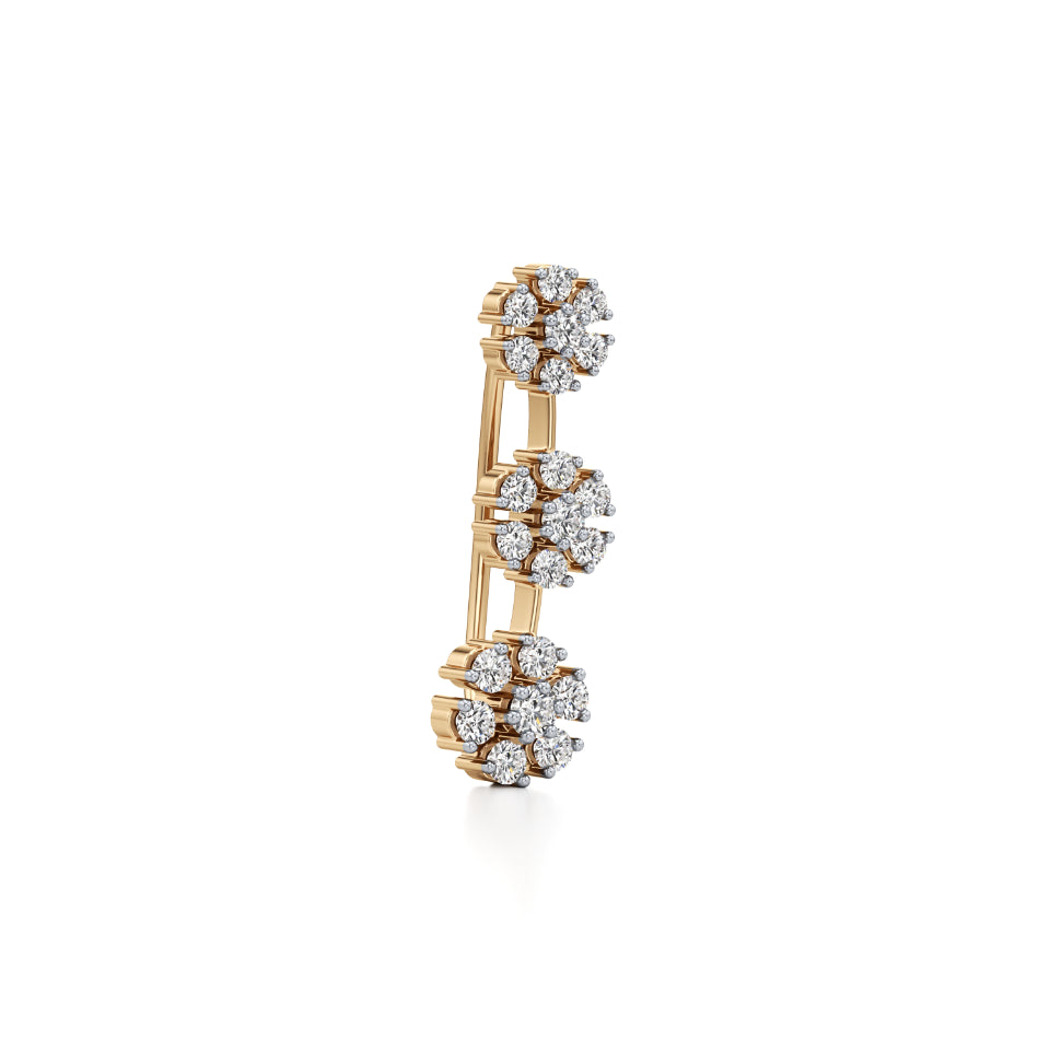 3-Flower Drop Diamond Earrings