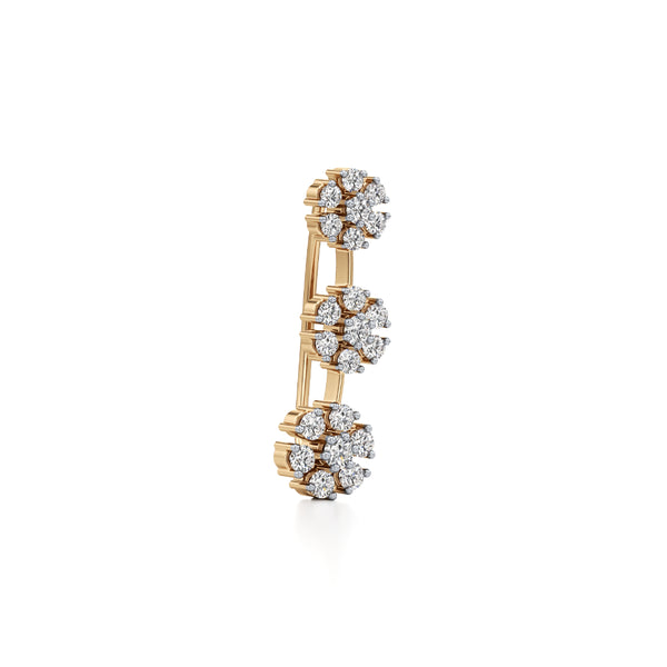 3-Flower Drop Diamond Earrings