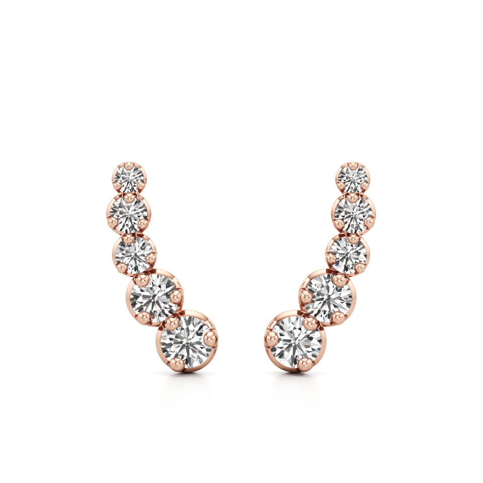 Radiant Solitaire Cuff Diamond Earrings