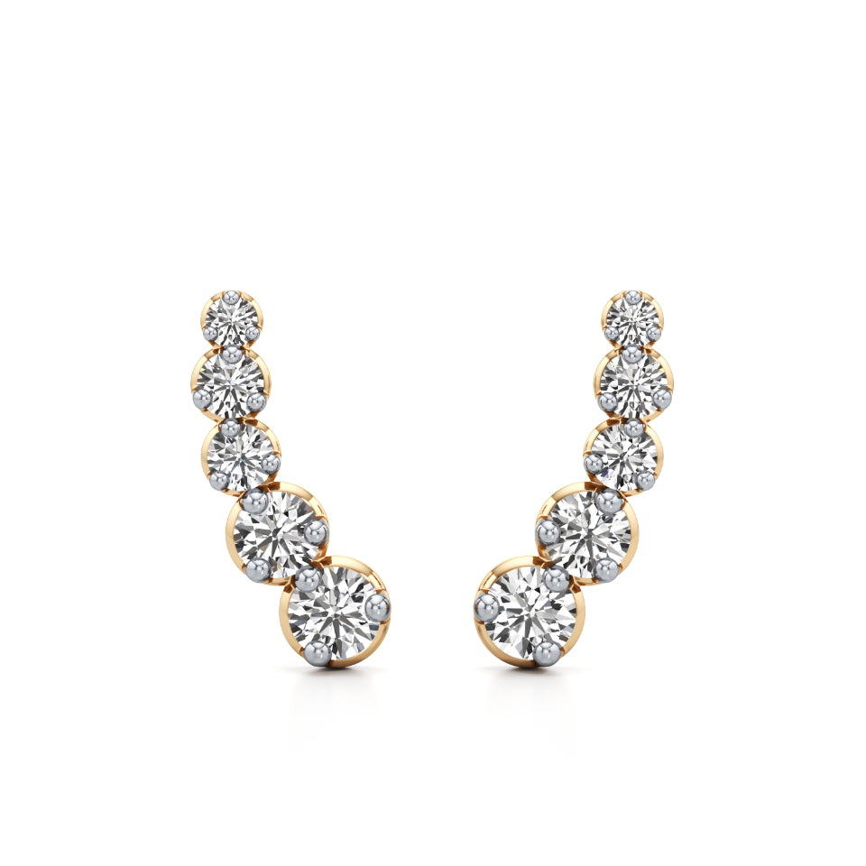 Radiant Solitaire Cuff Diamond Earrings