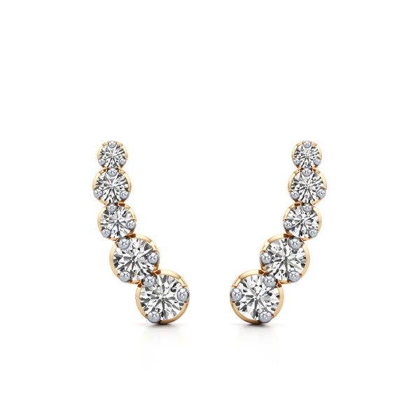 Radiant Solitaire Cuff Diamond Earrings