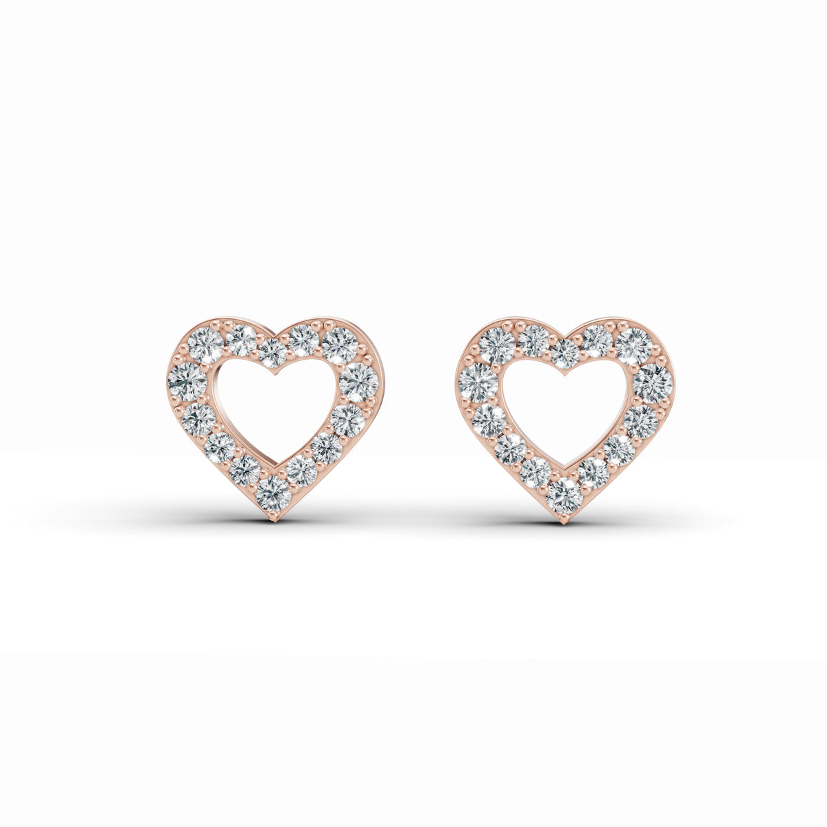 Heart-Shaped Diamond Stud Earrings