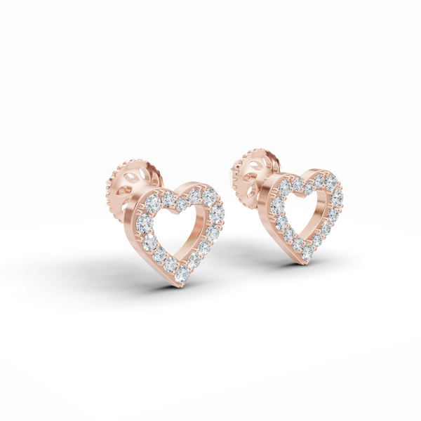 Heart-Shaped Diamond Stud Earrings