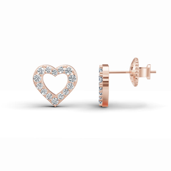 Heart-Shaped Diamond Stud Earrings