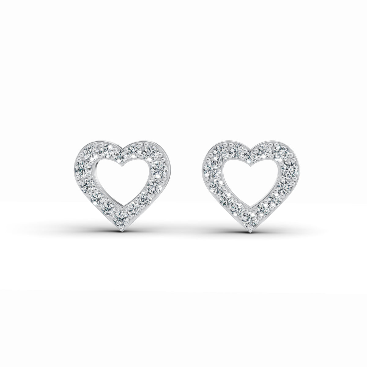 Heart-Shaped Diamond Stud Earrings