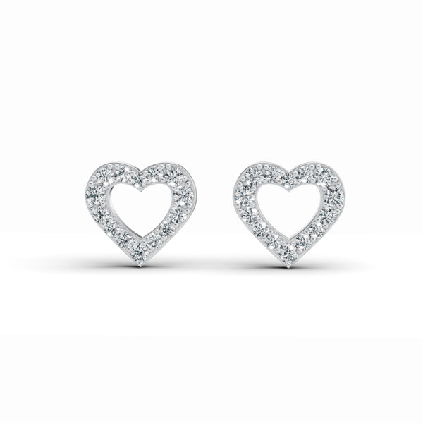 Heart-Shaped Diamond Stud Earrings