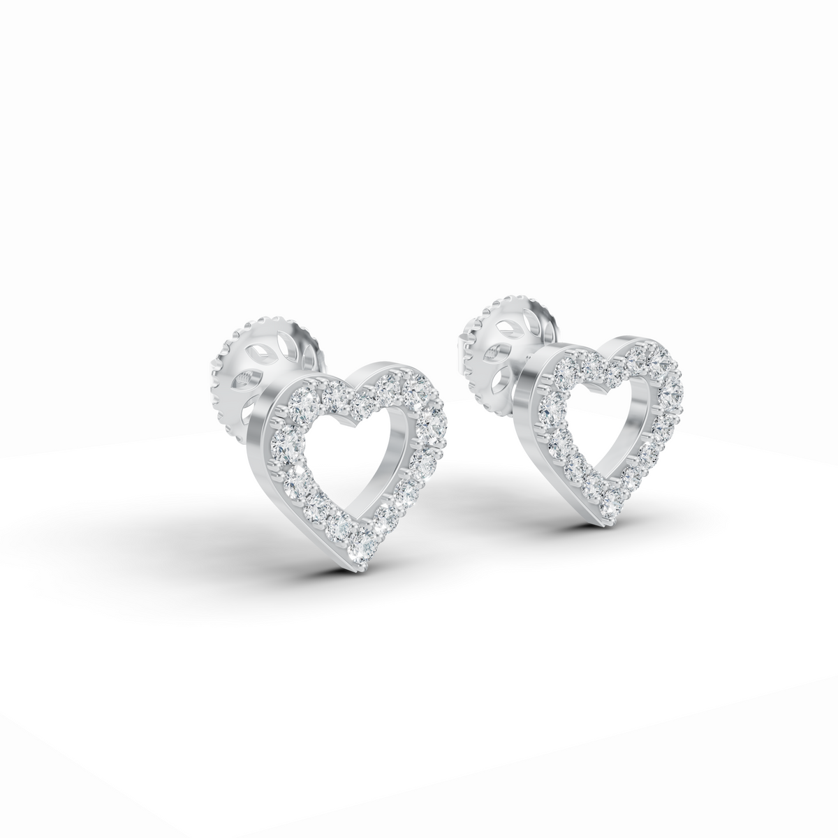 Heart-Shaped Diamond Stud Earrings